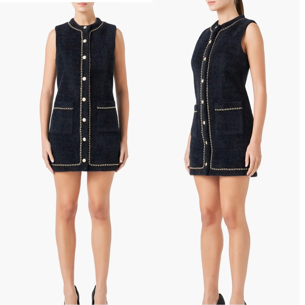 NWT Endless Rose gold chain black mini dress Medium